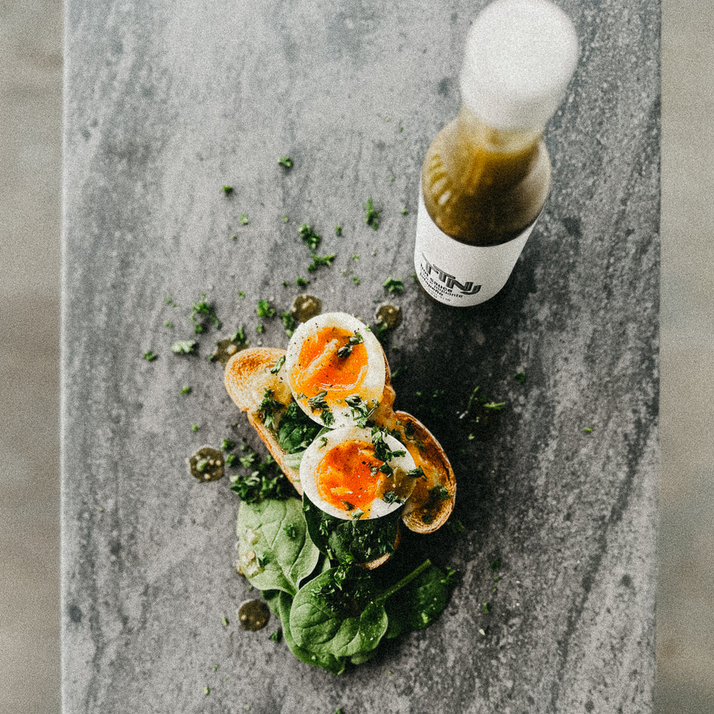 Soft Boiled Eggs and Green Hot Sauce