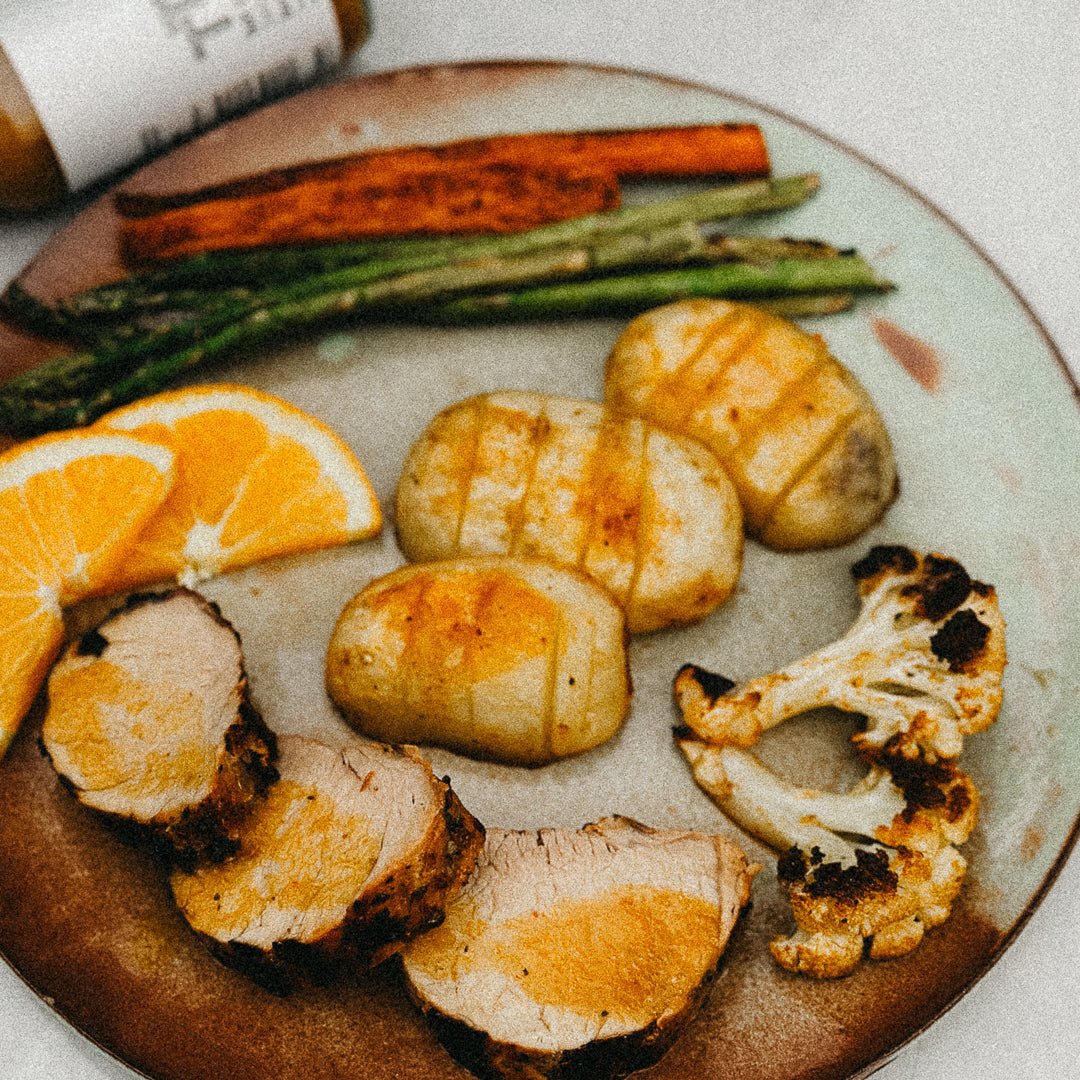 Grilled Pork Tenderloin & Burnt Orange Hot Sauce