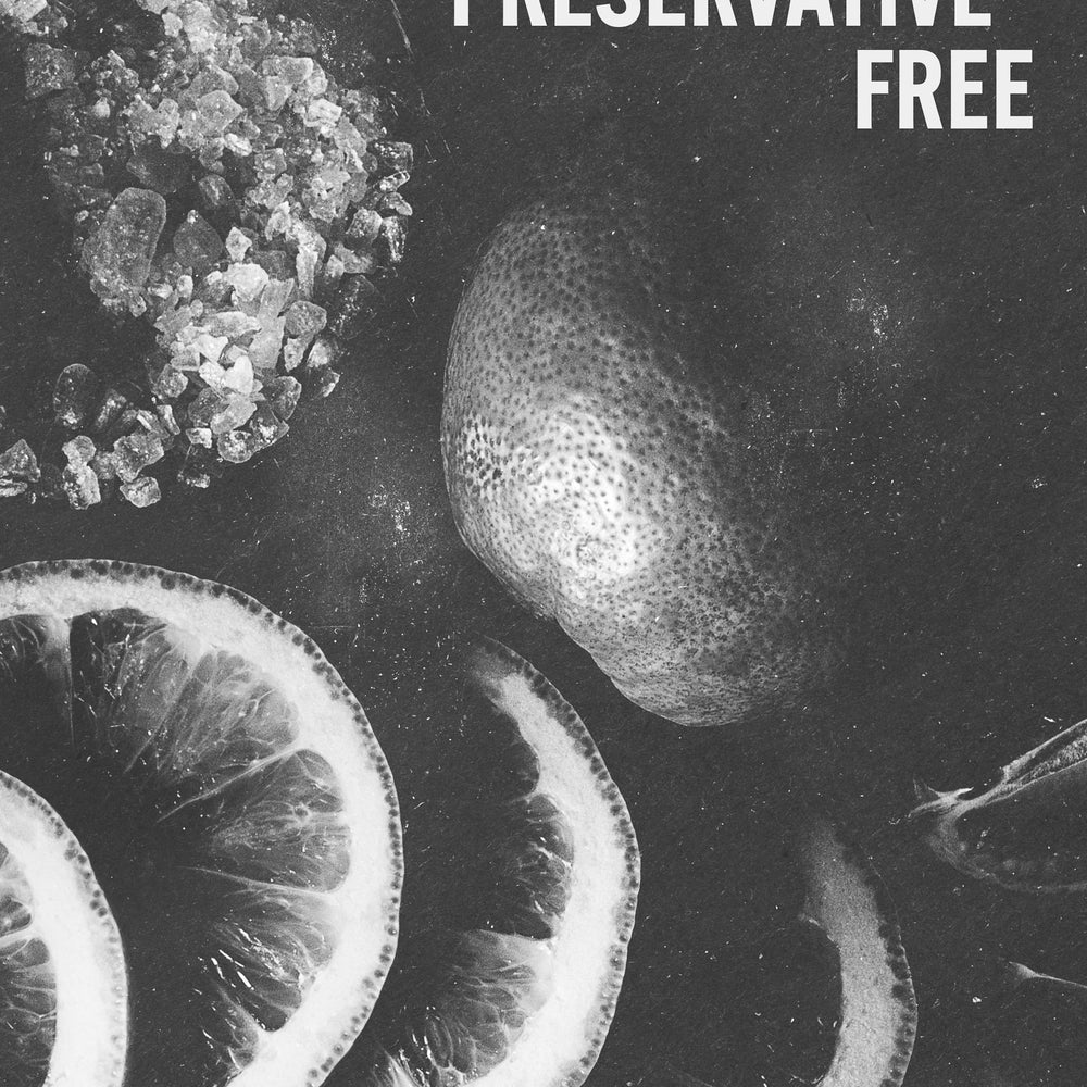 Image of natural foods with text that says Preservative Free | To The Next Journey